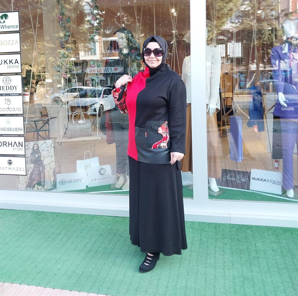HUKKA YAMA İŞLİ TUNİK KIRMIZI SİYAH 23HK1084