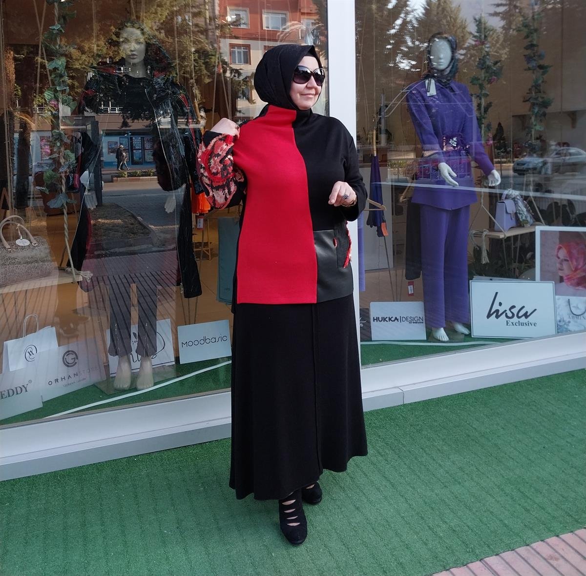HUKKA YAMA İŞLİ TUNİK KIRMIZI SİYAH 23HK1084