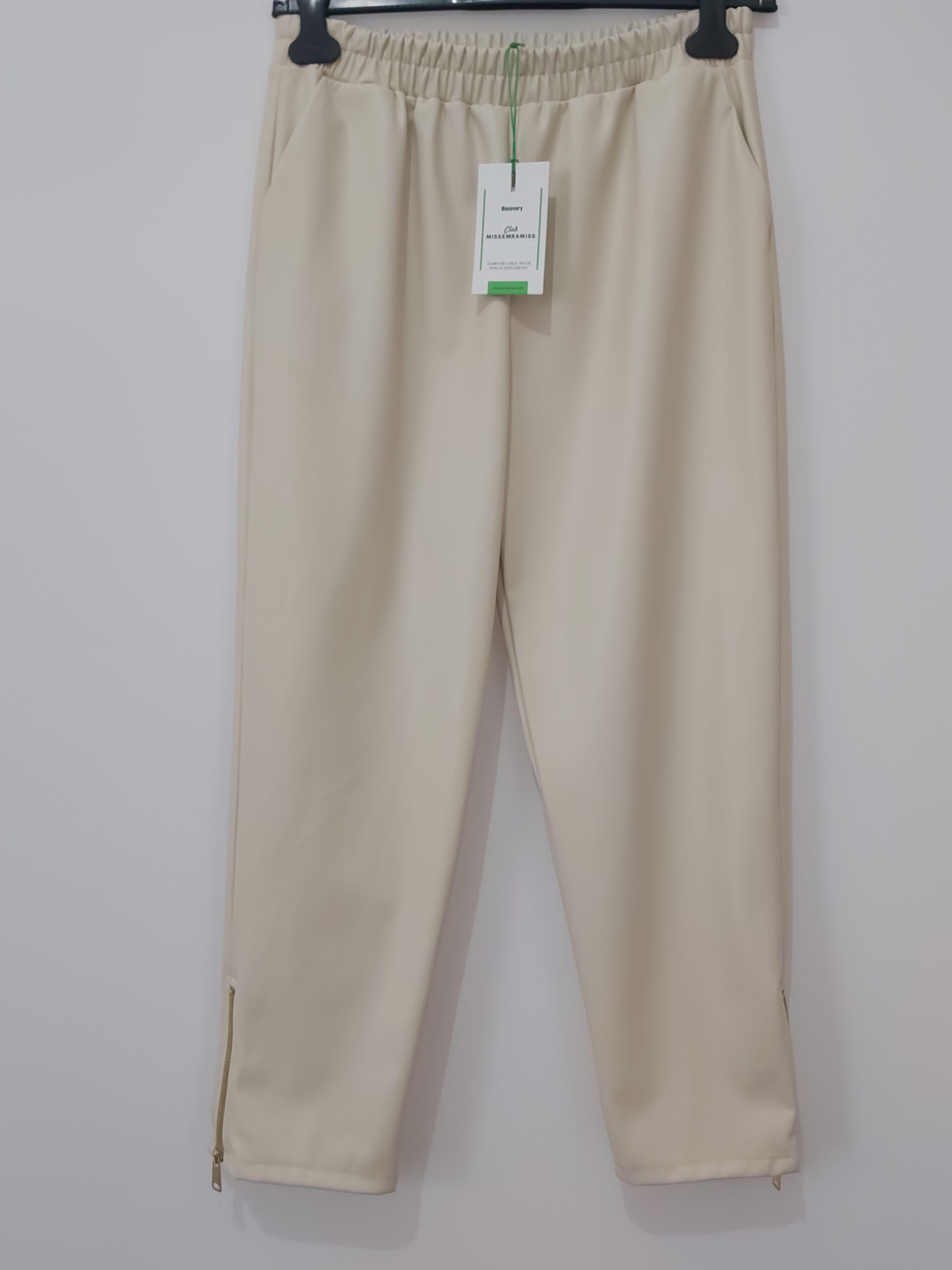 MİSSEMRAMİSS LEATHER(DERİ) FERMUAR DETAYLI PANTOLON BEJ 4156