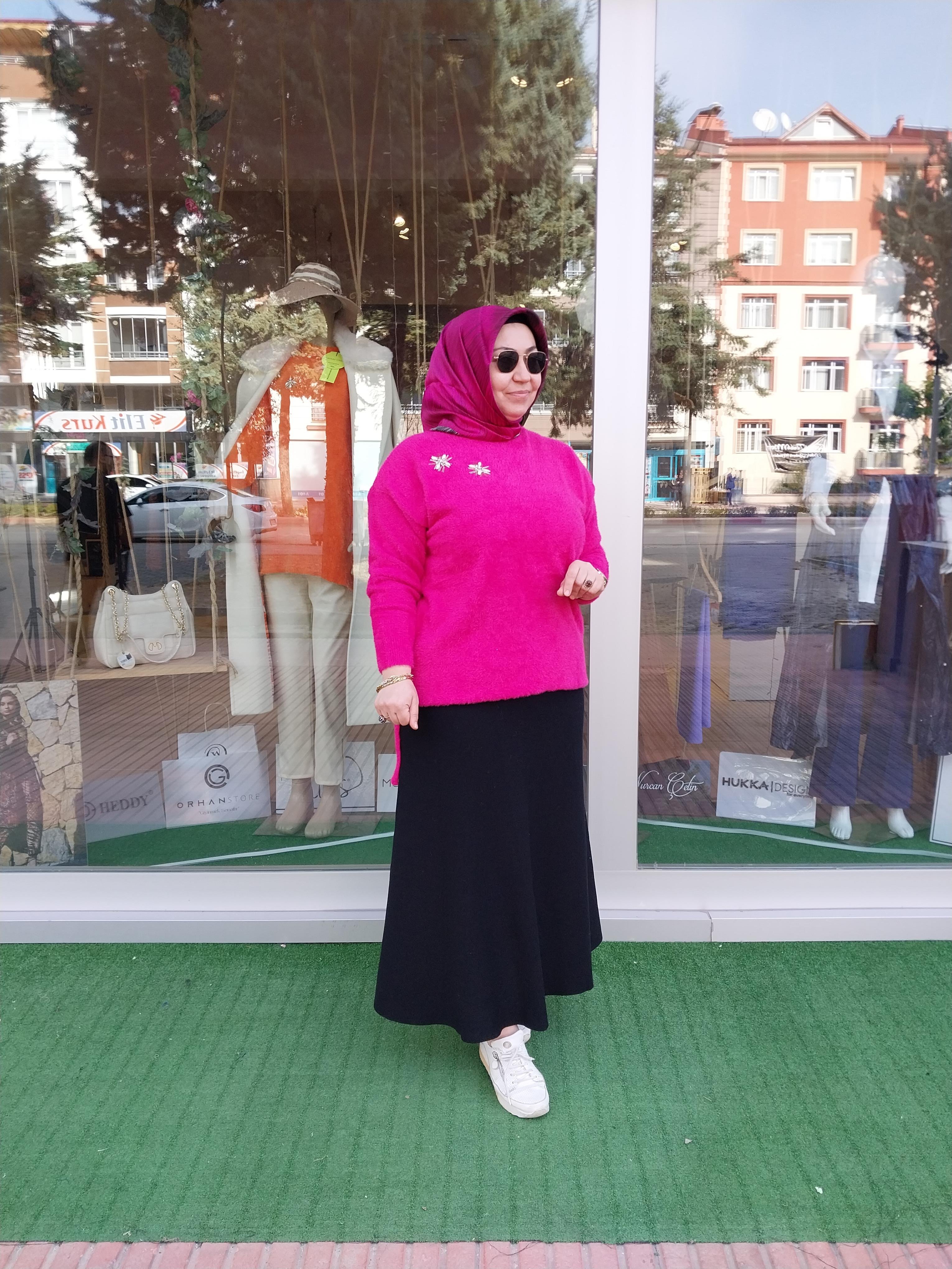 MİSSEMRAMİSS TAŞ İŞLEMELİ ANGORA KAZAK FUŞYA 4224