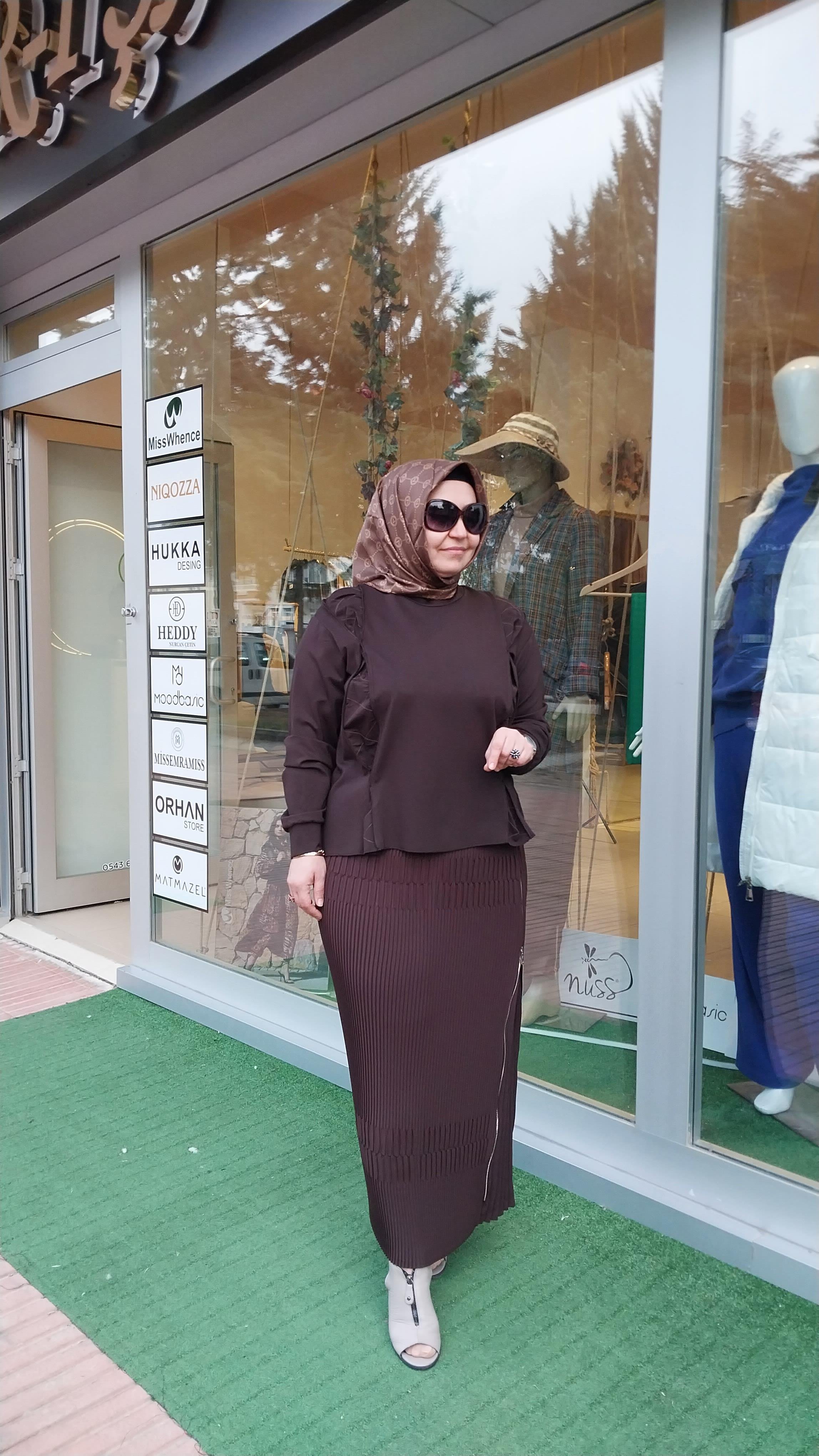 MİSSWHENCE ÇELİK ÖRME KISA TUNİK KAHVERENGİ 34029