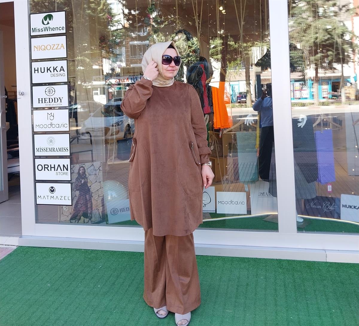 MİSSWHENCE CEP DETAYLI SÜET TUNİK TABA 34001