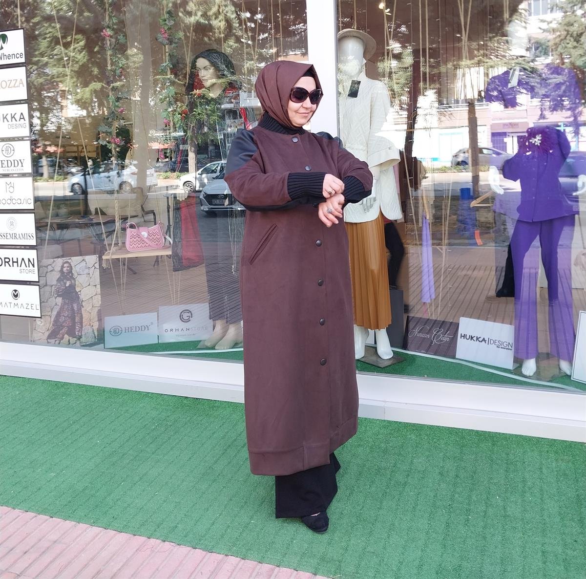 MİSSWHENCE DERİ DETAYLI SÜET PARDESÜ KAHVERENGİ 34514
