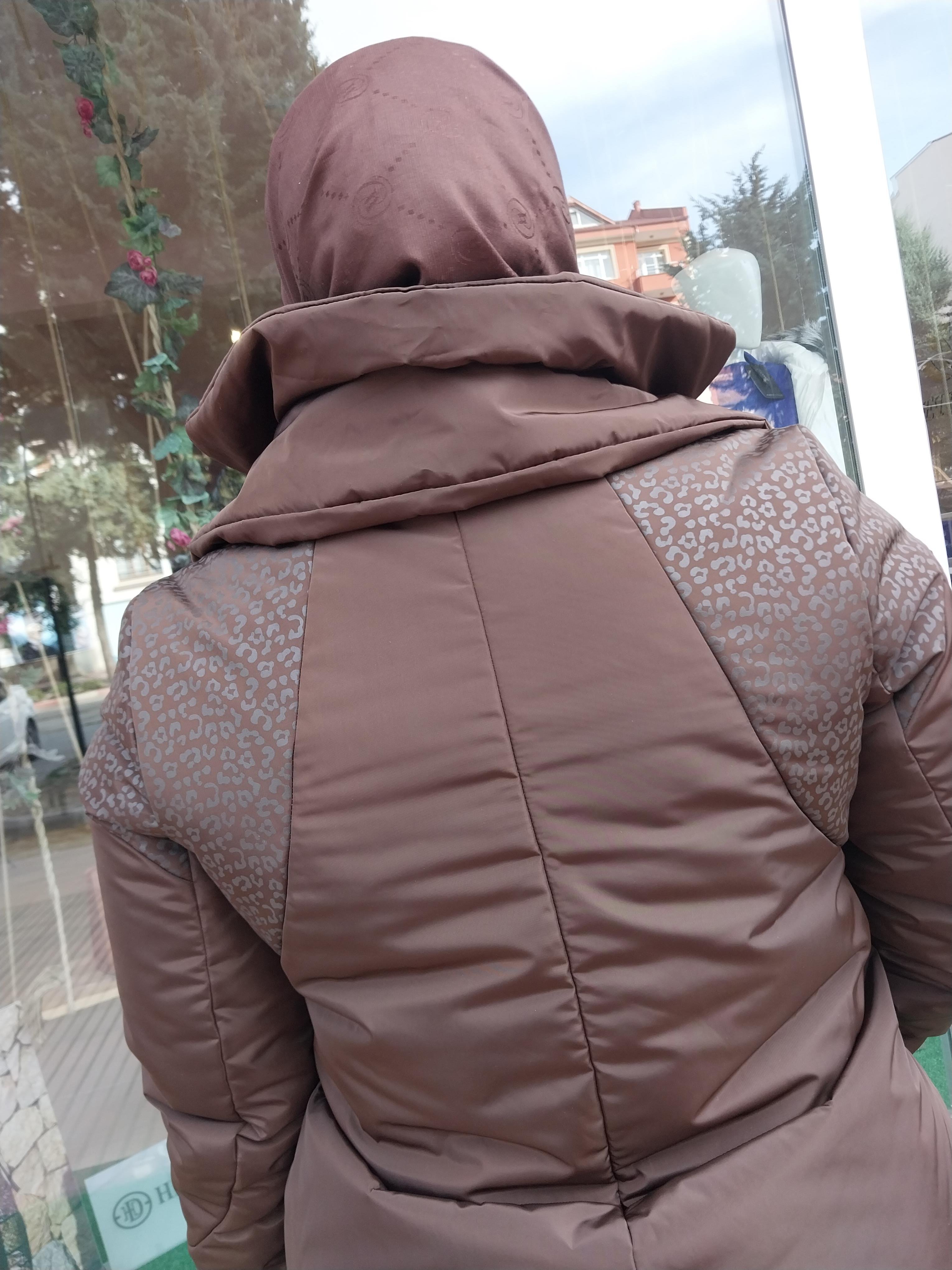 MİSSWHENCE FERMUAR DETAYLI DESENLİ ŞİŞME MONT KAHVERENGİ 34506