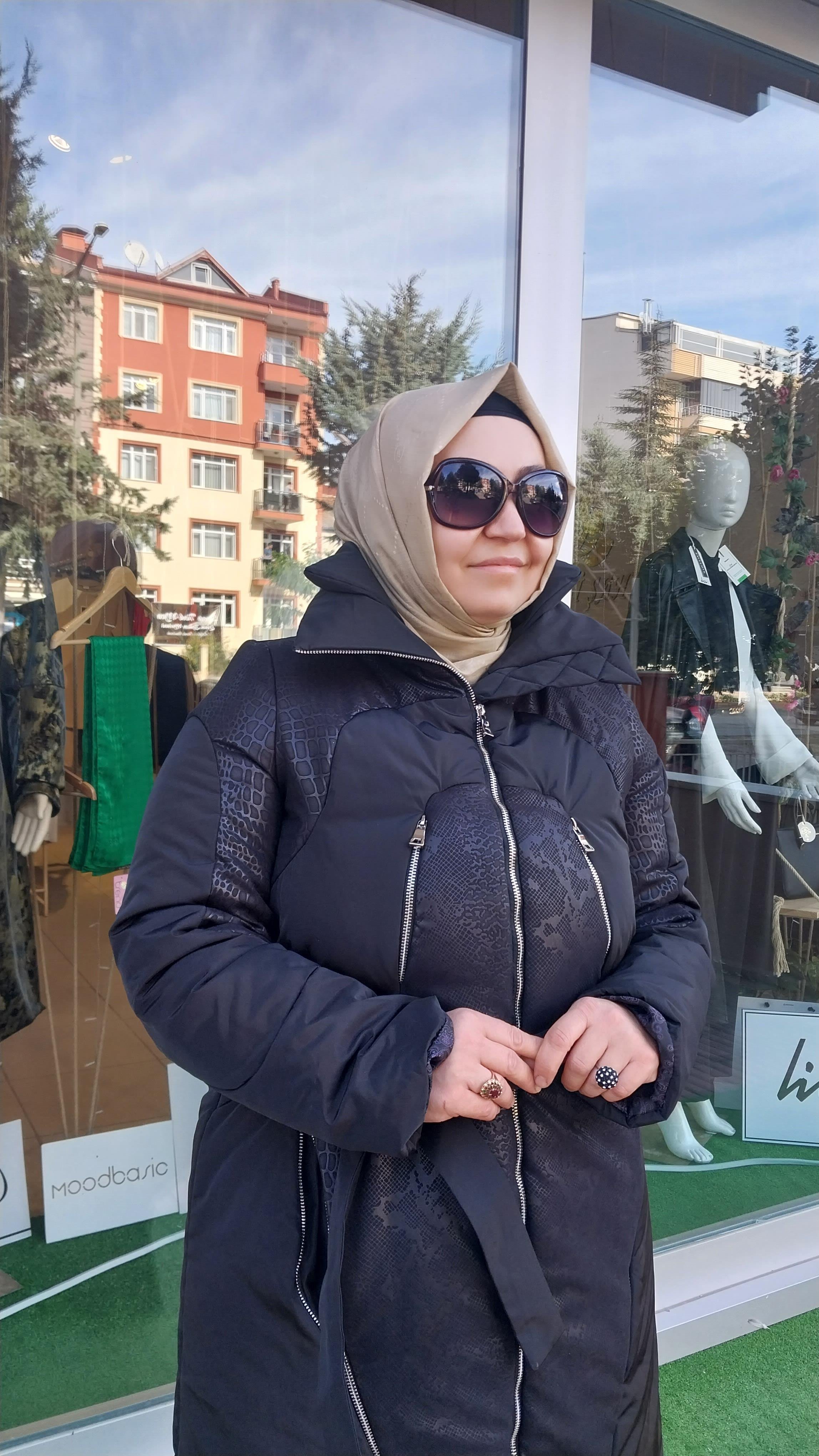 MİSSWHENCE FERMUAR DETAYLI DESENLİ UZUN ŞİŞME MONT SİYAH 34507