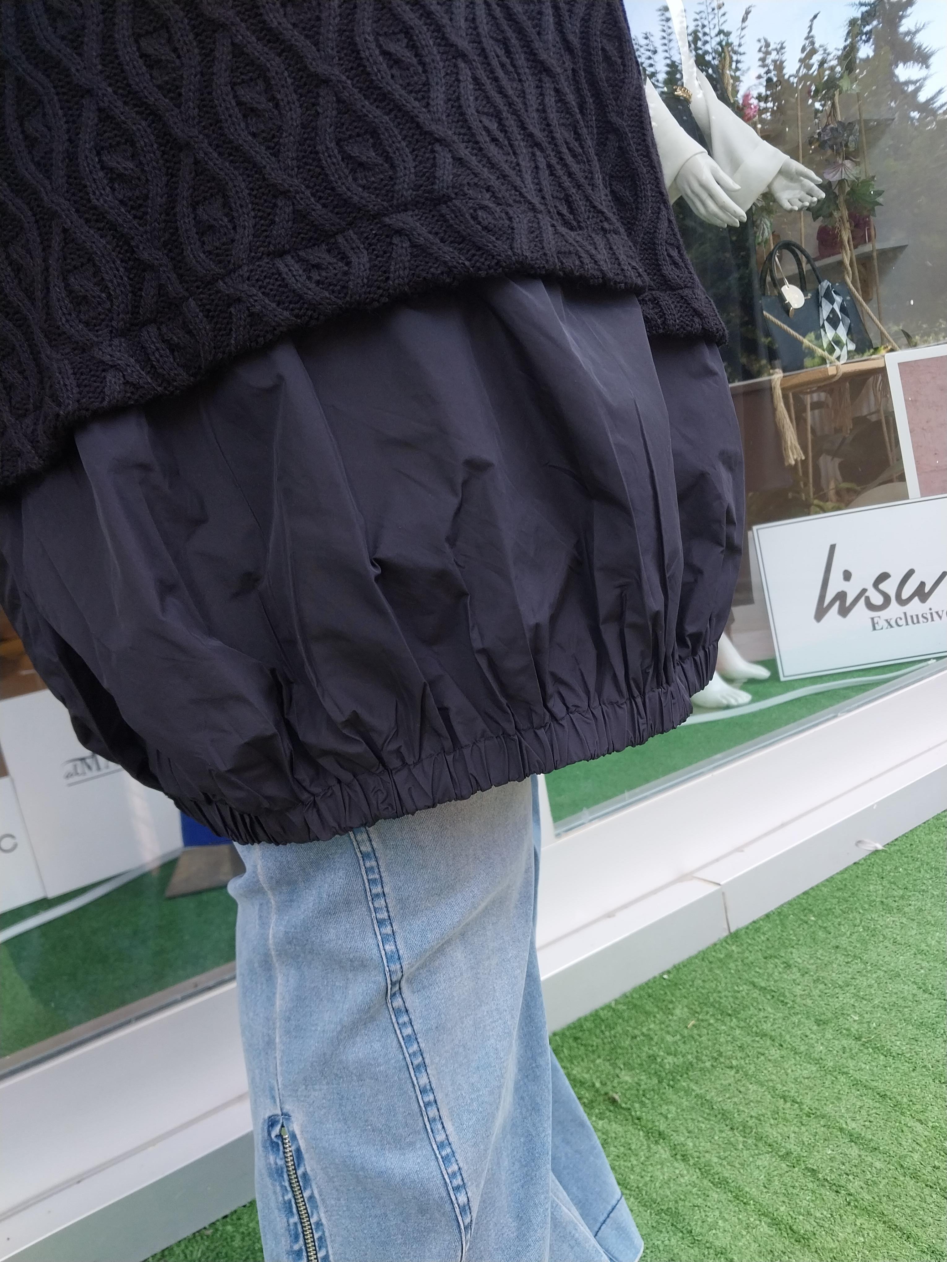 MİSSWHENCE PARAŞÜT DETAYLI SEYYAR BOYUNLUKLU TRİKO TUNİK SİYAH 34032