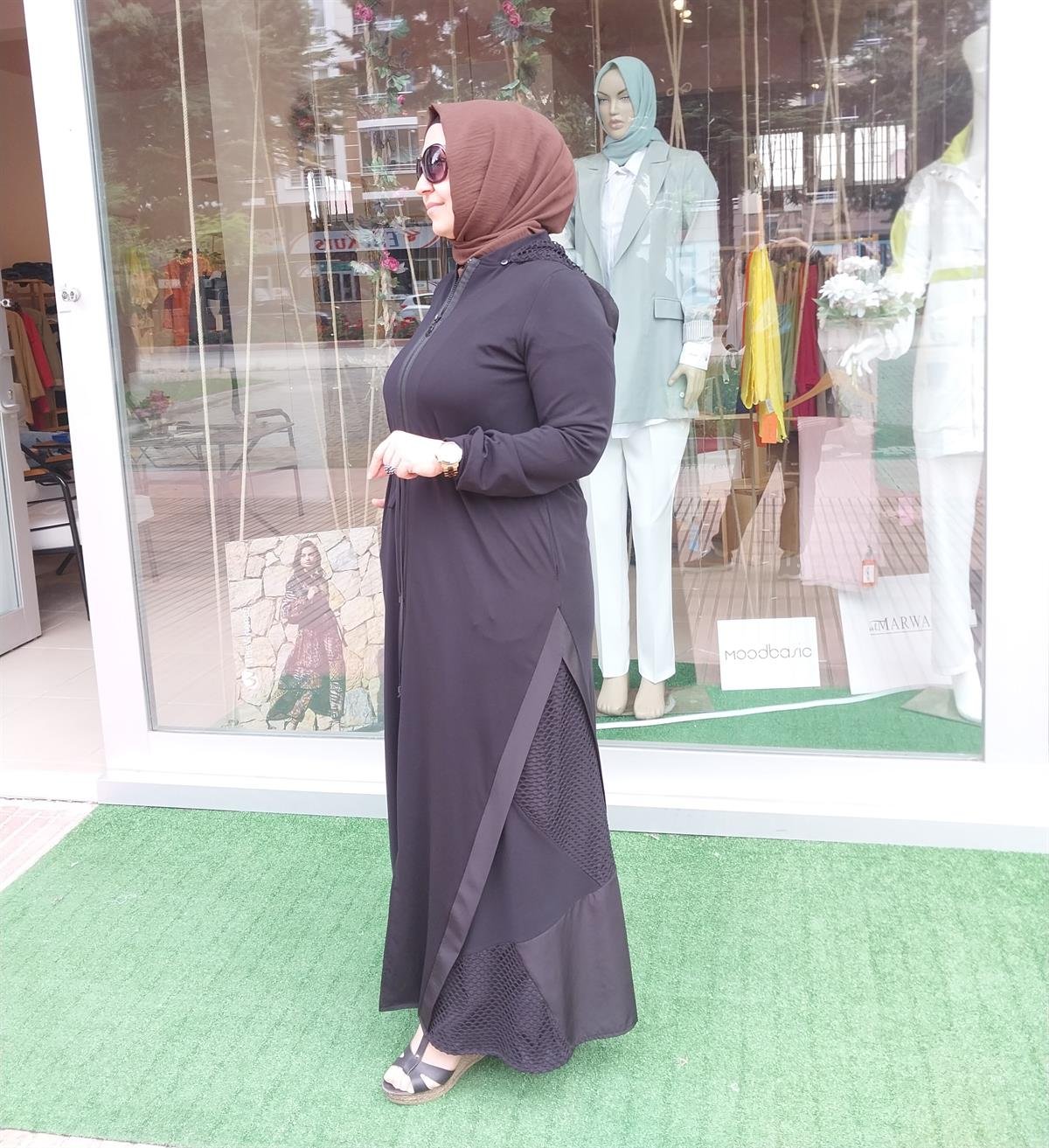 NURCAN ÇETİN FİLE DETAYLI FERACE SİYAH 23901