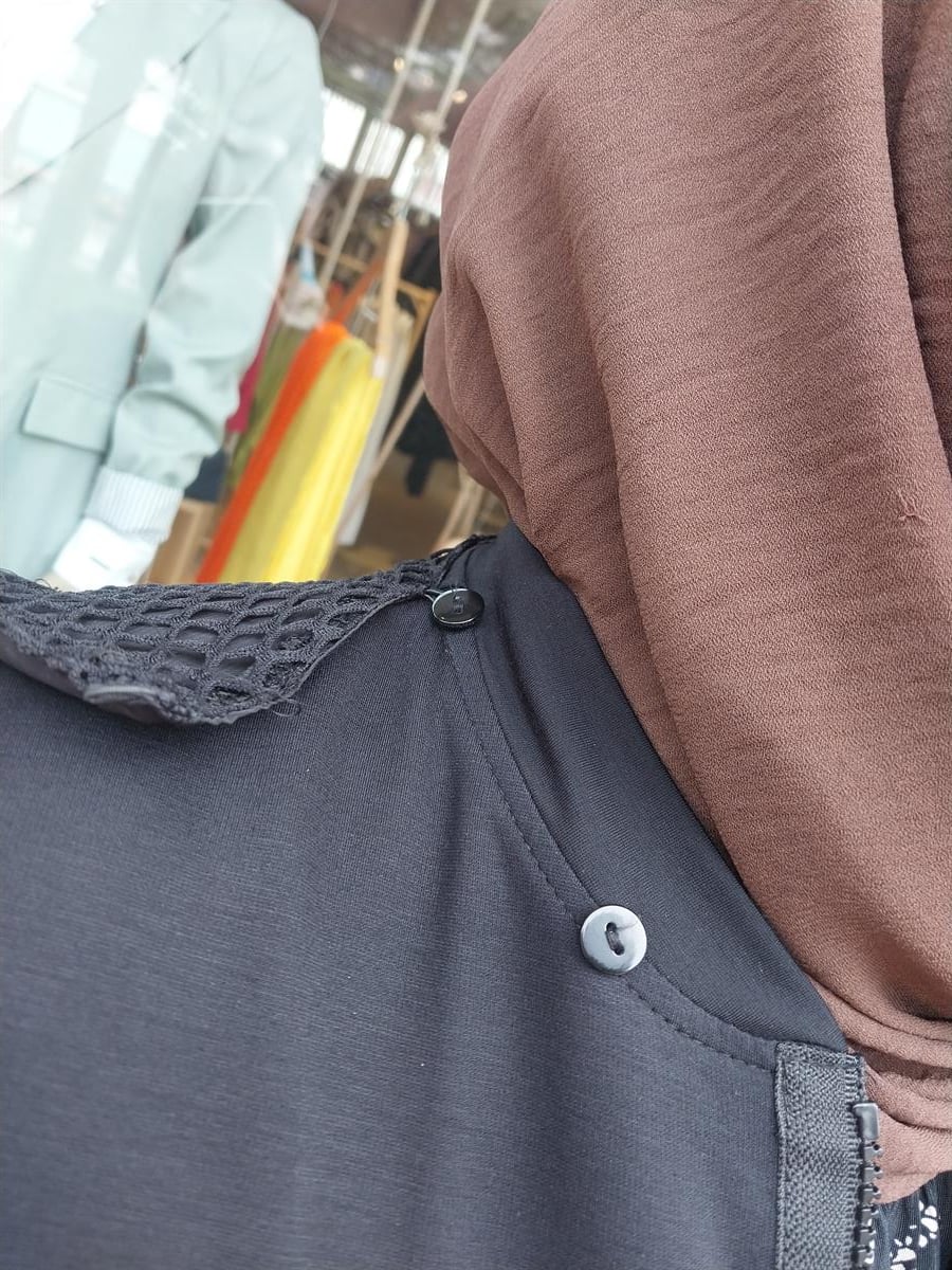 NURCAN ÇETİN FİLE DETAYLI FERACE SİYAH 23901