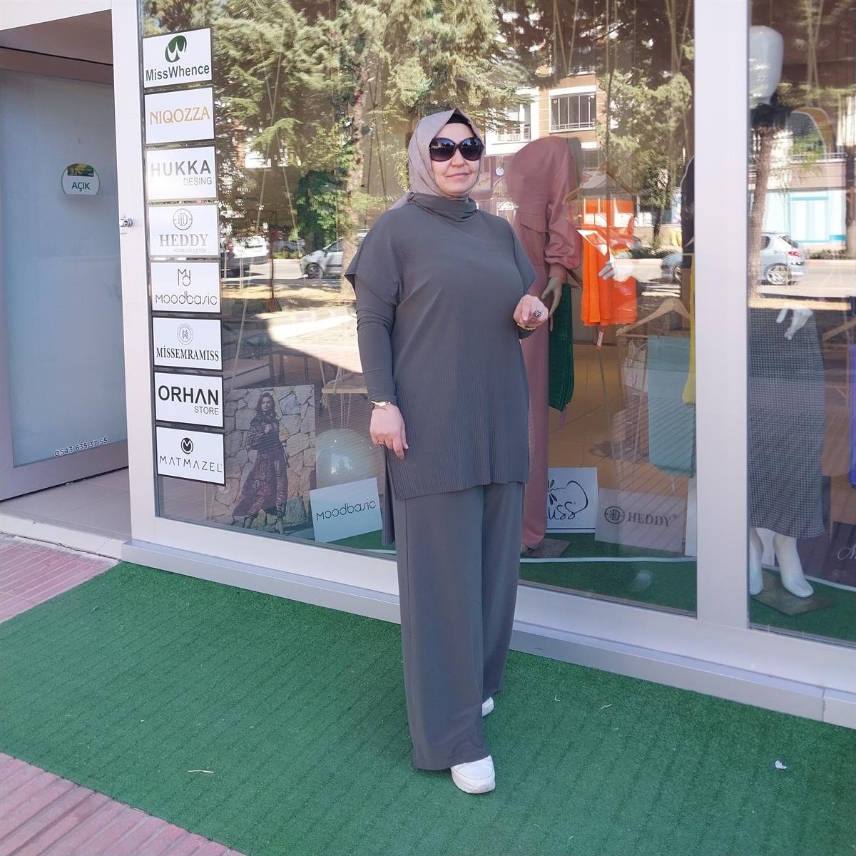 NURCAN ÇETİN FİTİL GÖRÜNÜMLÜ BOL PAÇA PANTOLONLU TAKIM HAKİ 23434