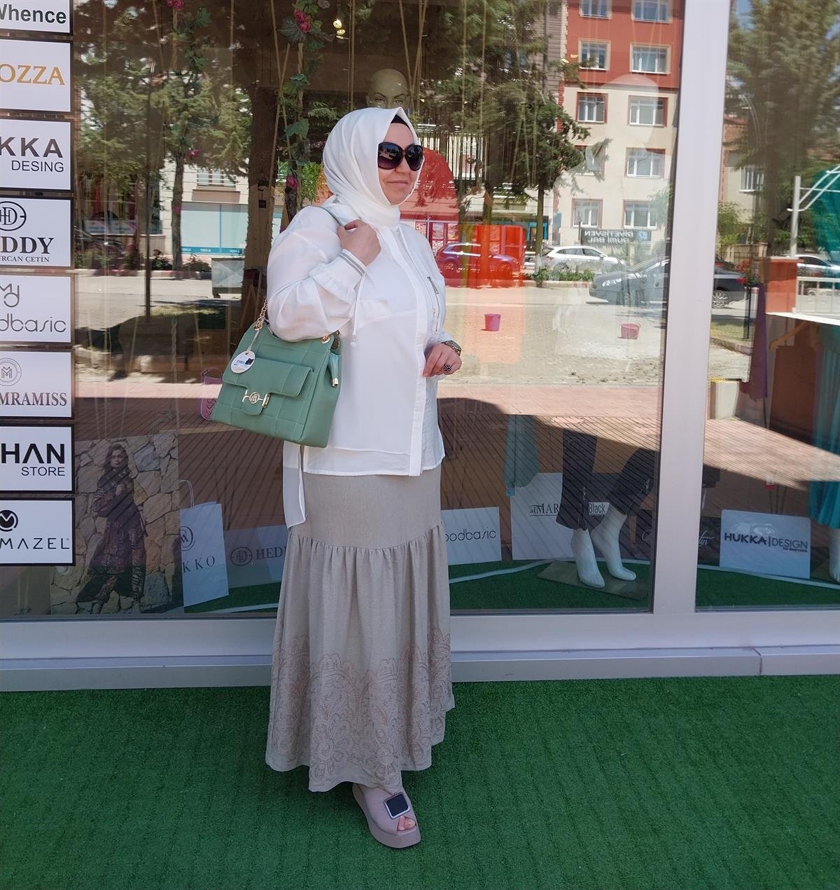 NURCAN ÇETİN İŞLEMELİ ETEK HAKİ RENGİ 23000