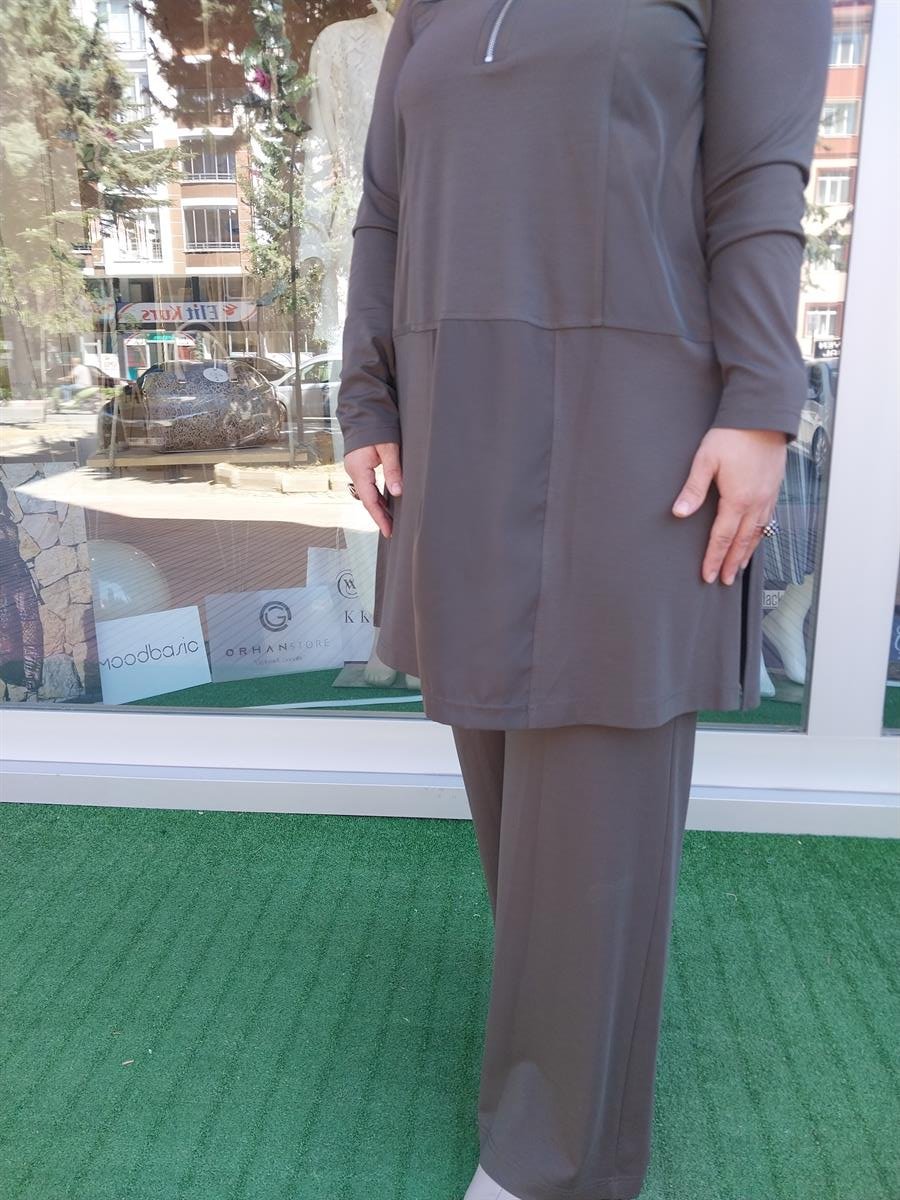 NURCAN ÇETİN PARAŞÜT DETAY BAMBU PANTOLONLU TAKIM HAKİ 24421