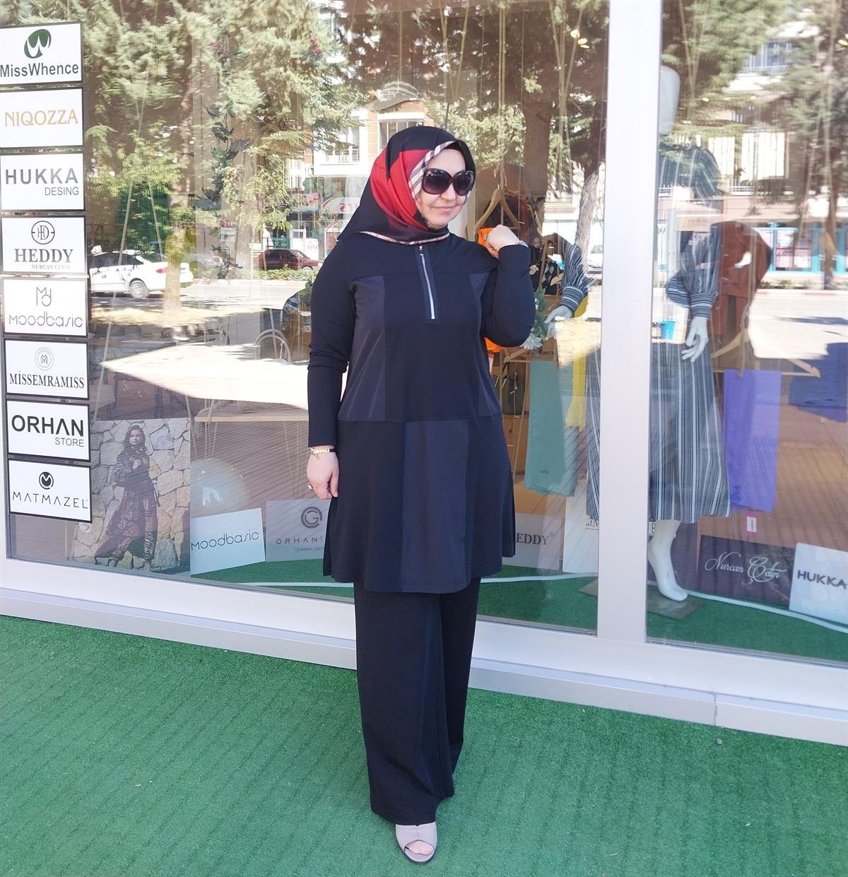 NURCAN ÇETİN PARAŞÜT DETAY BAMBU PANTOLONLU TAKIM SİYAH 24421