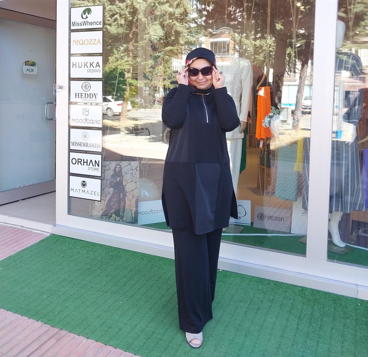 NURCAN ÇETİN PARAŞÜT DETAY BAMBU PANTOLONLU TAKIM SİYAH 24421