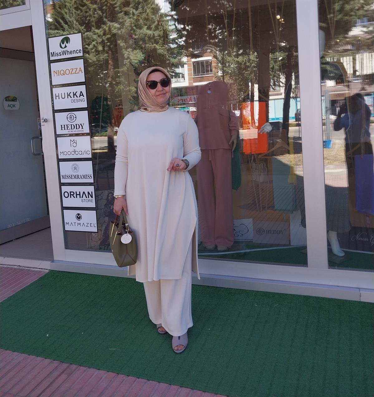 NURCAN ÇETİN TRİKO PANTOLONLU TAKIM EKRU 24414