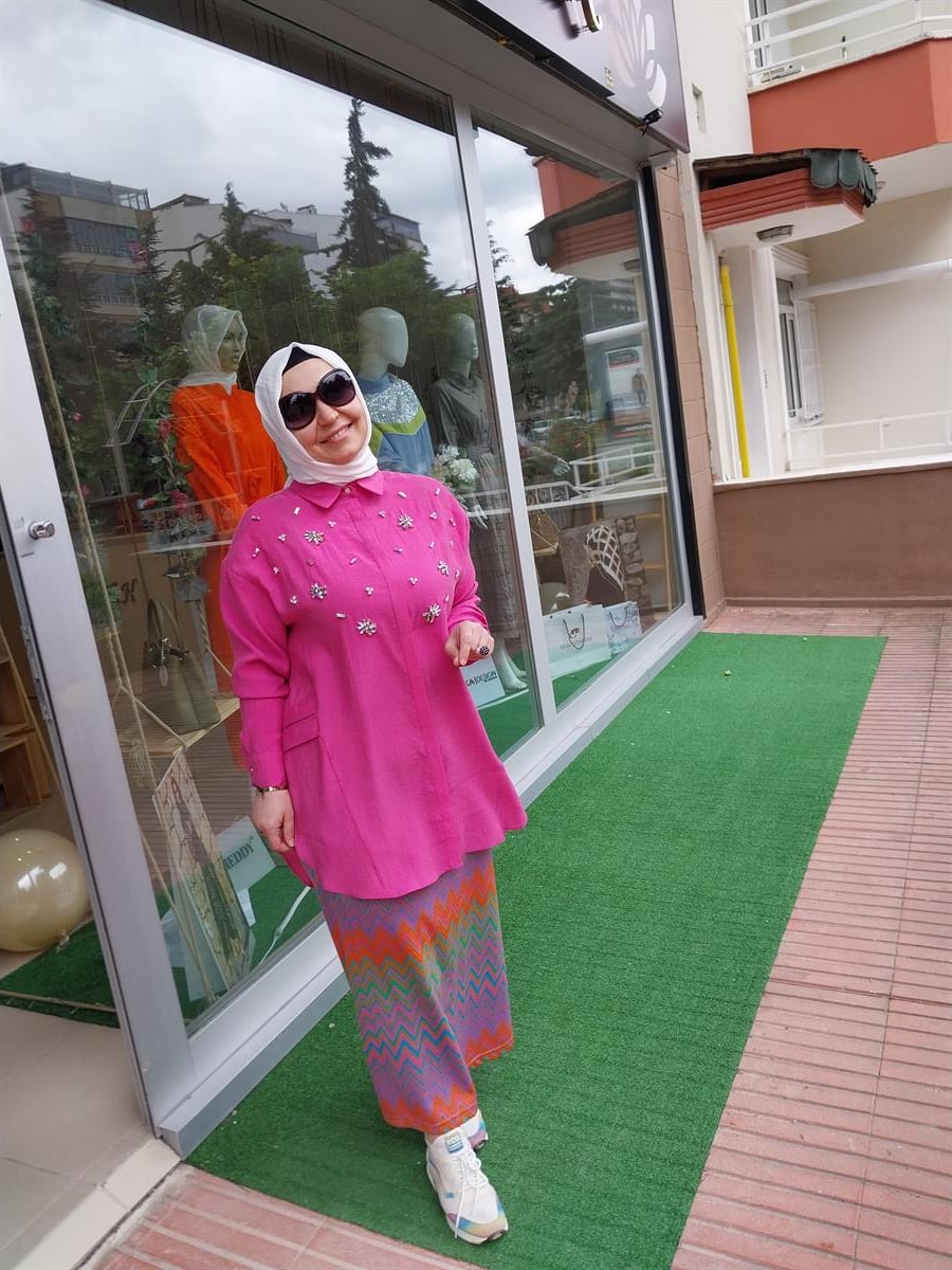 NURCAN ÇETİN TRİKO ZİKZAK DESENLİ ETEK ORANJ 23050