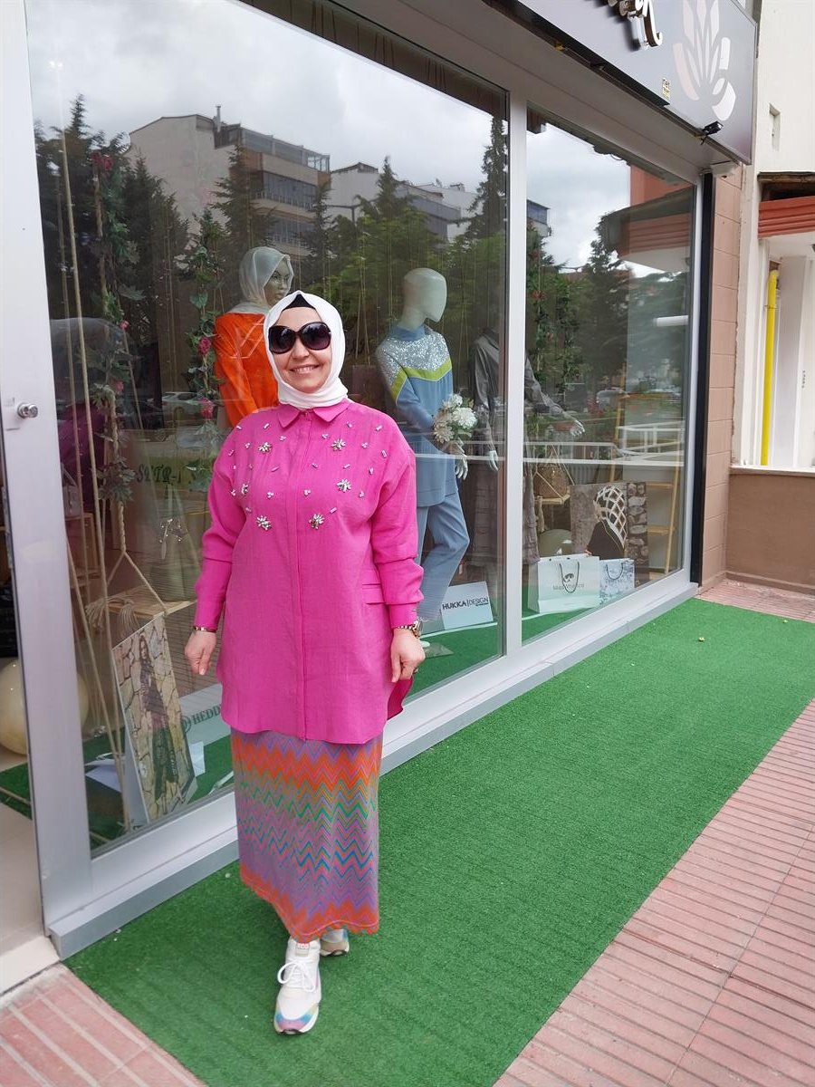 NURCAN ÇETİN TRİKO ZİKZAK DESENLİ ETEK ORANJ 23050