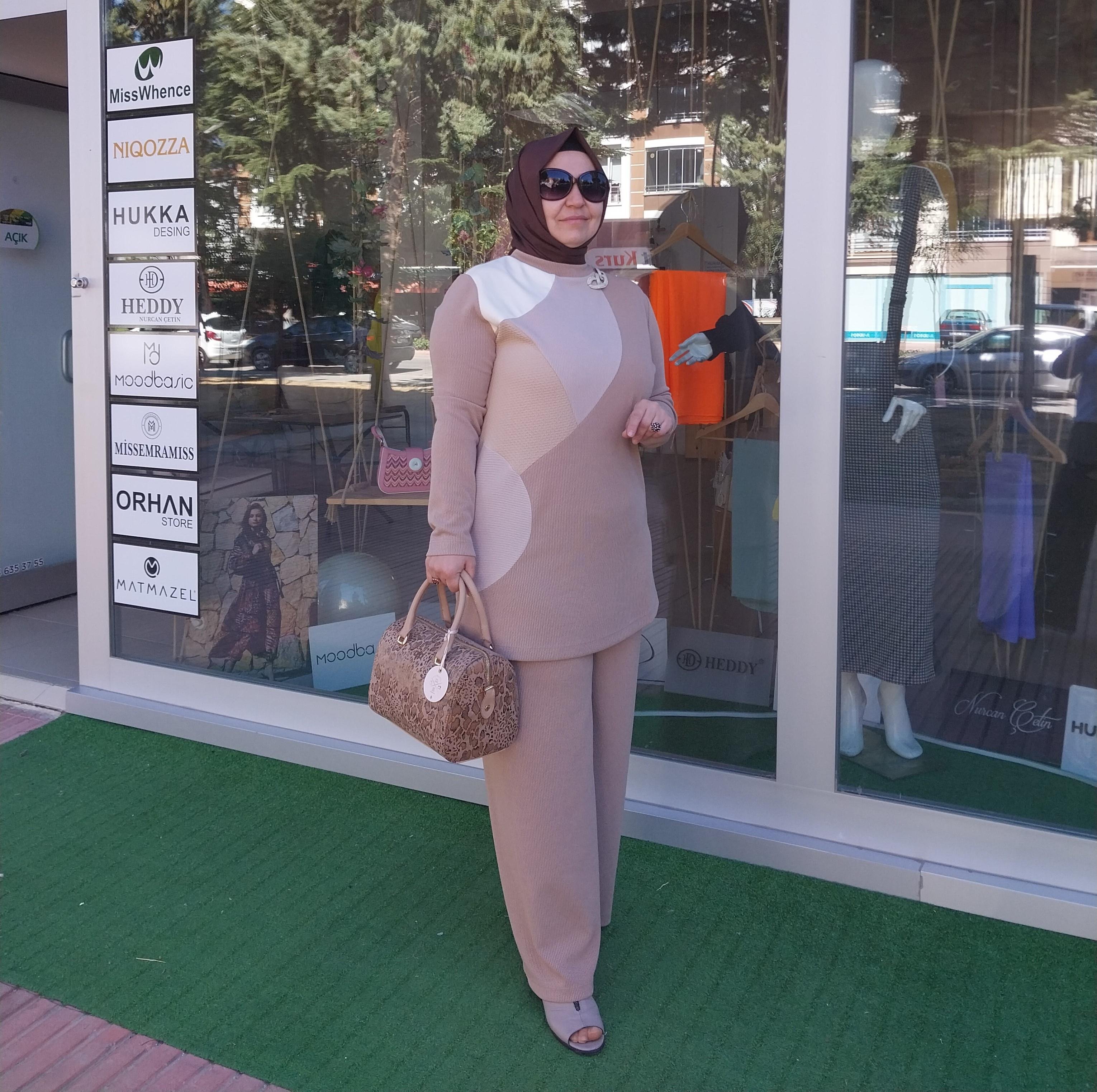 ORHAN STORE DERİ DETAYLI TRİKO PANTOLONLU TAKIM BEJ 1920