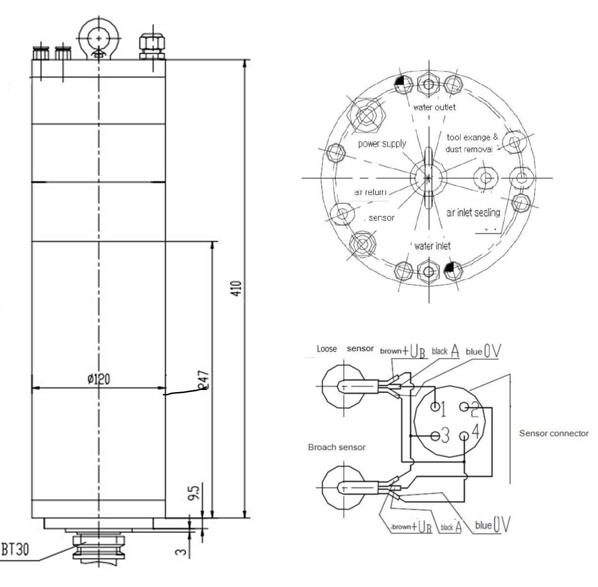 5.5 kw ATC Spindle Motor Su Soğutmalı