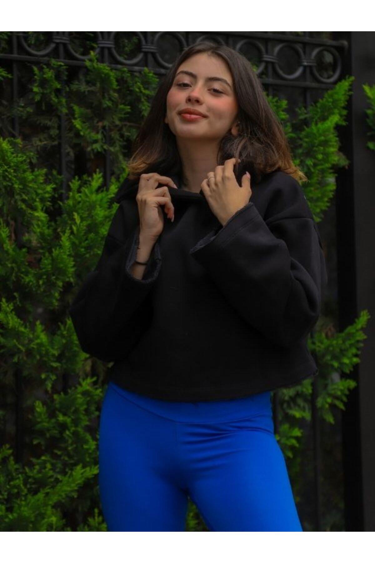 Kadın Yüksek Bel Toparlayıcı Mavi Model Tayt