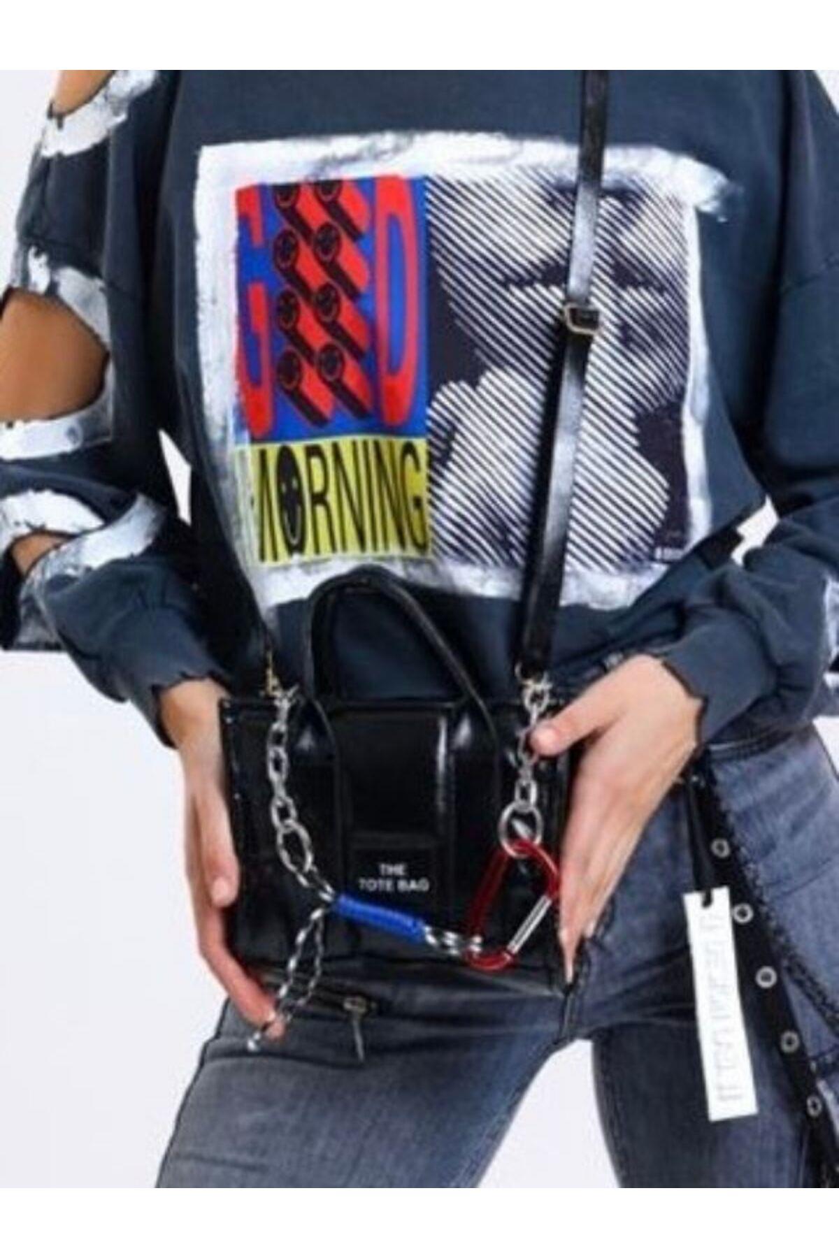 Kadın Zincir Detaylı Tasarım Tote Bag