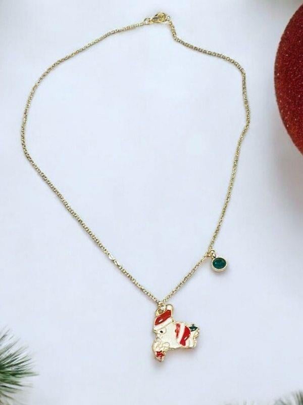 Yılbaşı Temalı Noel Baba Charmlı Tasarım Kolye (Kutulu)