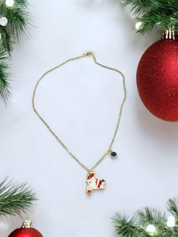 Yılbaşı Temalı Noel Baba Charmlı Tasarım Kolye (Kutulu)