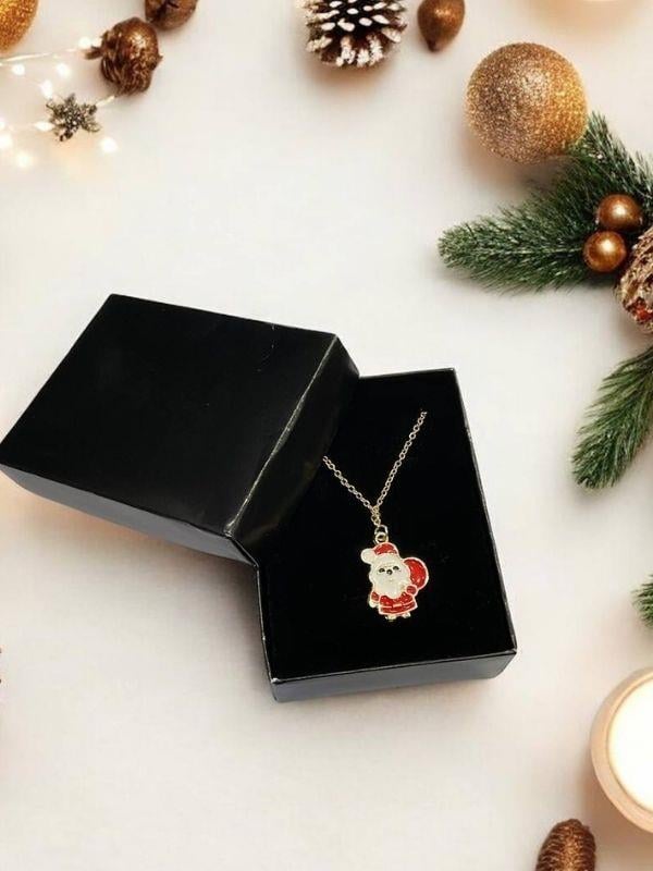 Yılbaşı Temalı Tasarım Noel Baba Charmlı Kolye (Kutulu)