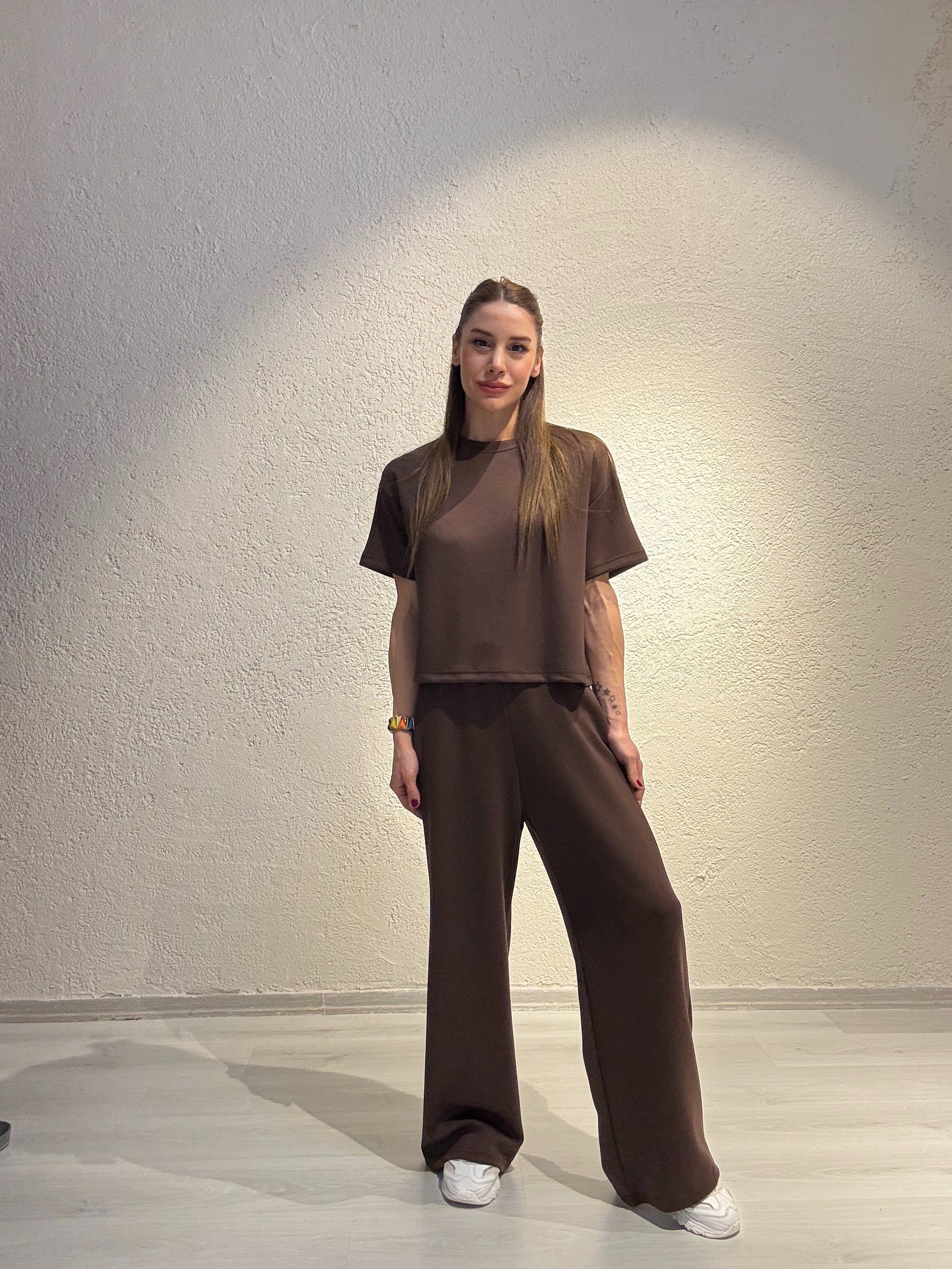 YENİ SEZONKahverengi Modal Bisikley Yaka Cepli Alt Üst Takım