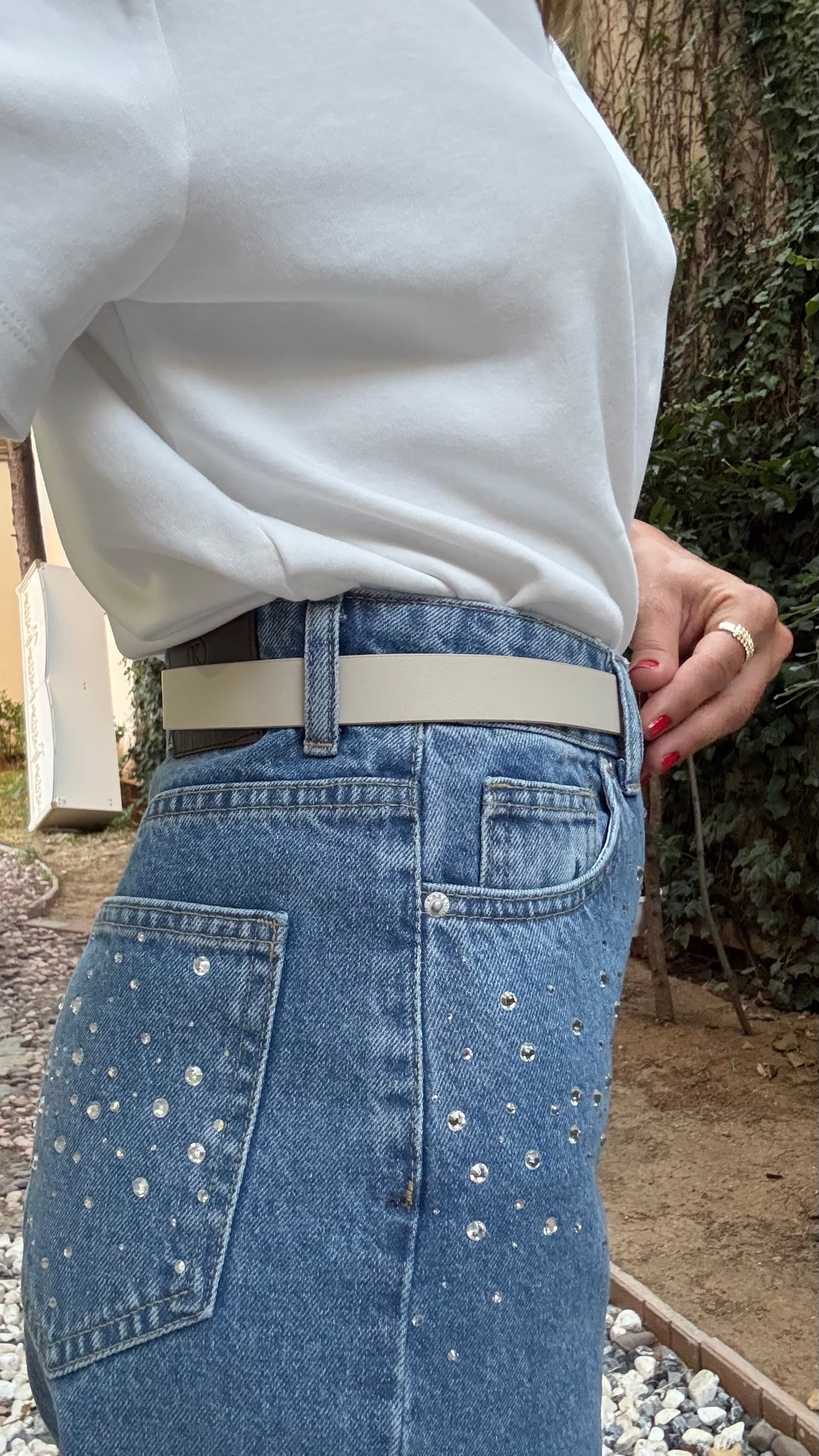 YENİ SEZONMavi Yüksek Bel Barrel Fit Premium Taşlı Jean