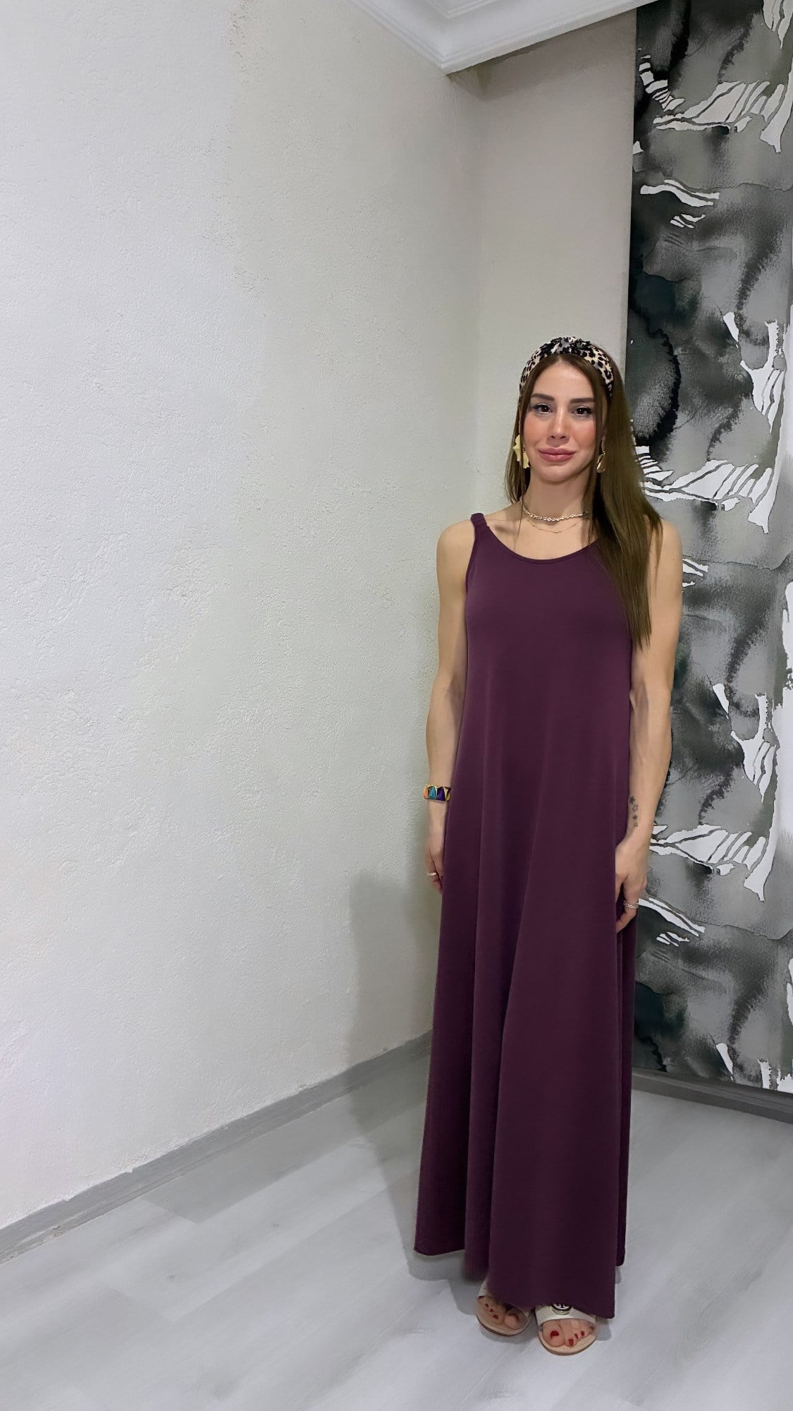 YENİ SEZONPremium Bordo Askılı Modal Elbise