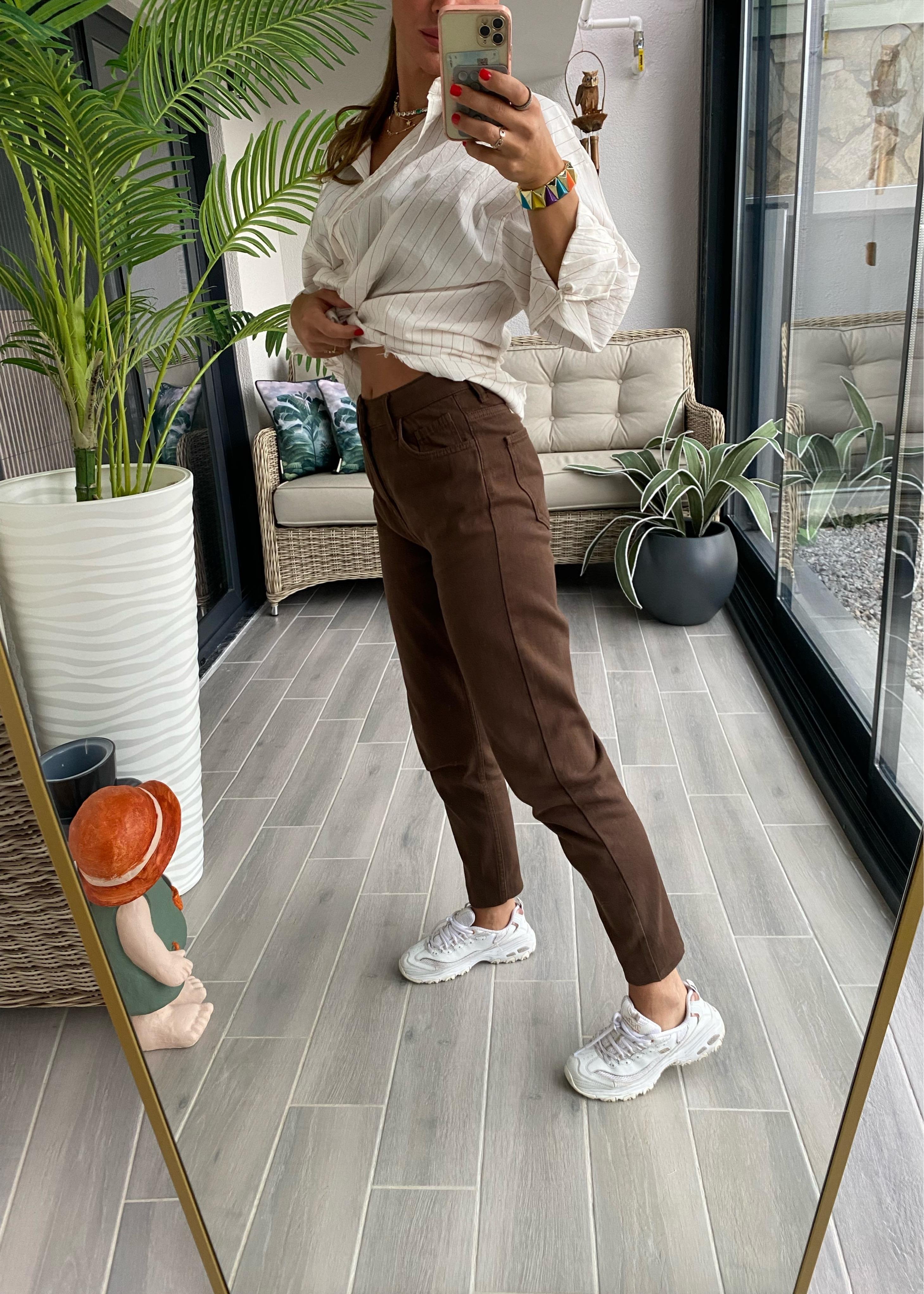 YENİ SEZONYüksek Bel Kahverengi Jean