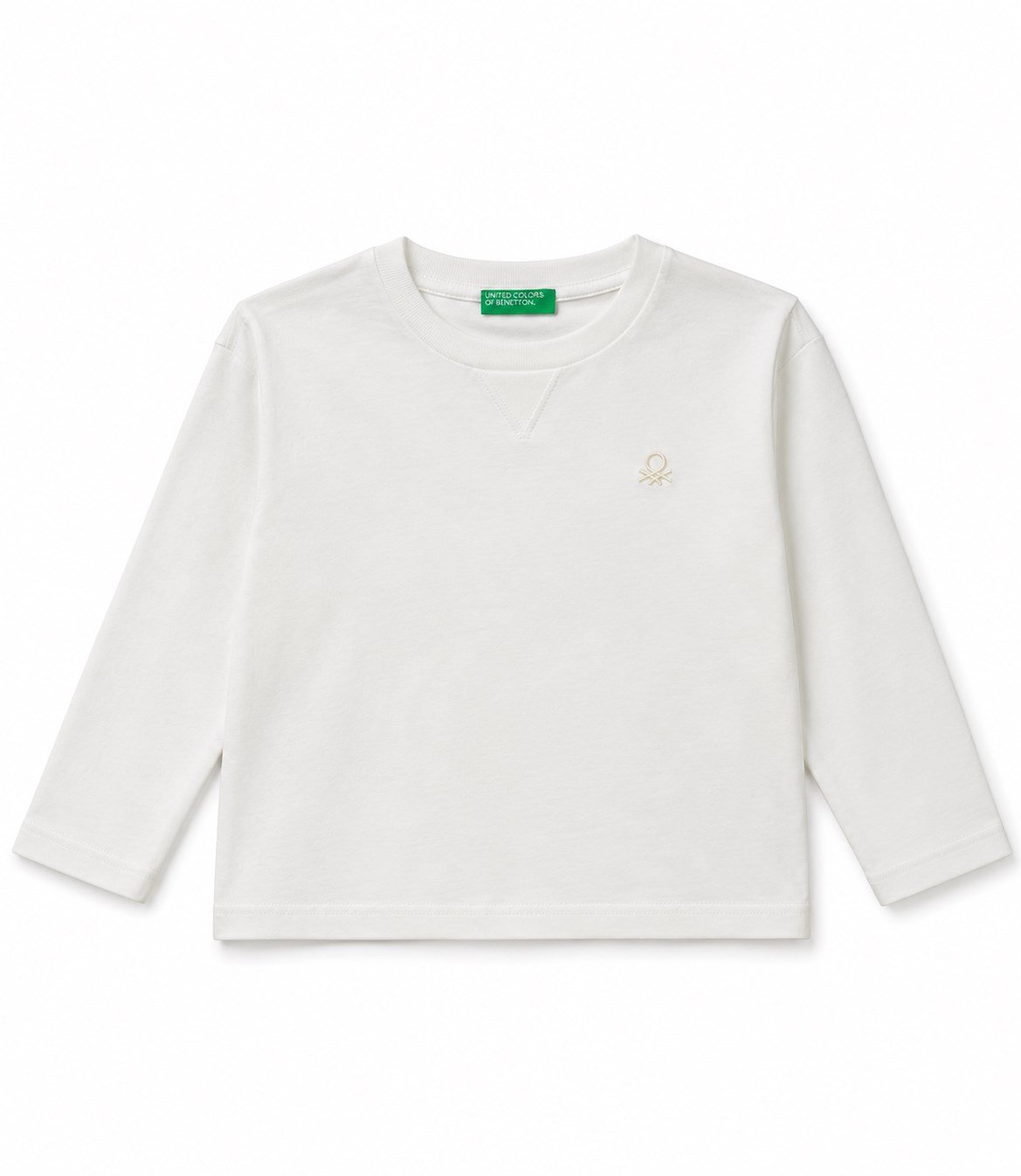 Benetton Basic Bisiklet Yaka Pamuklu Erkek Çocuk Tshirt 6-14 Yaş EKRU