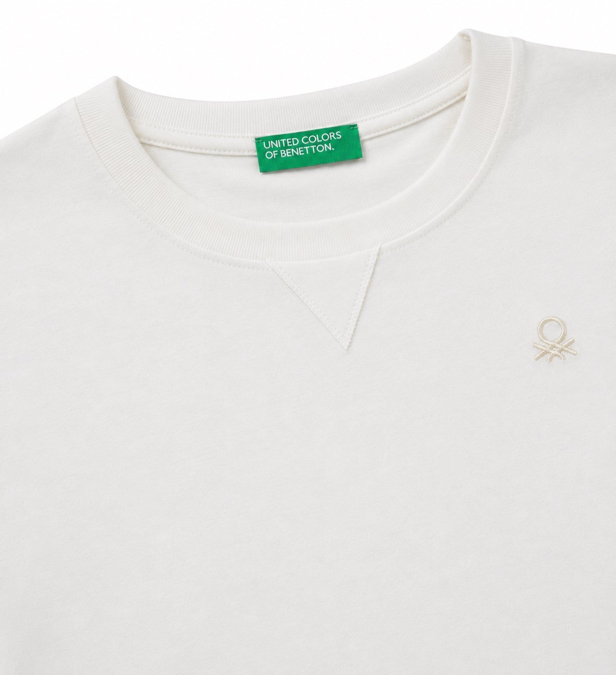 Benetton Basic Bisiklet Yaka Pamuklu Erkek Çocuk Tshirt 6-14 Yaş EKRU