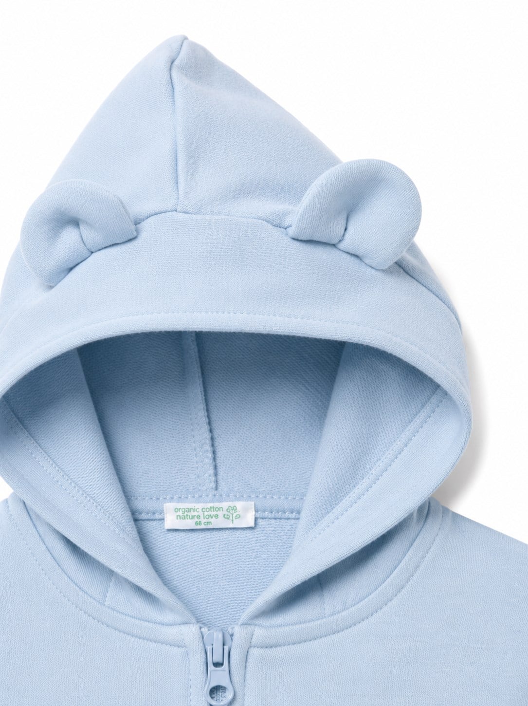 Benetton Bebek Kapişonlu Fermuarlı Ceket 3-18 Ay AÇIK MAVİ
