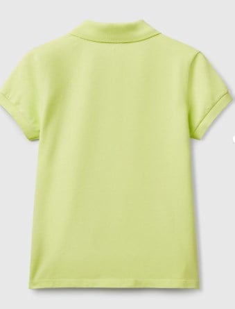 Benetton Çocuk Gömlek Yaka Kısa Kollu Tişört 6-14 Yaş NEON YEŞİL