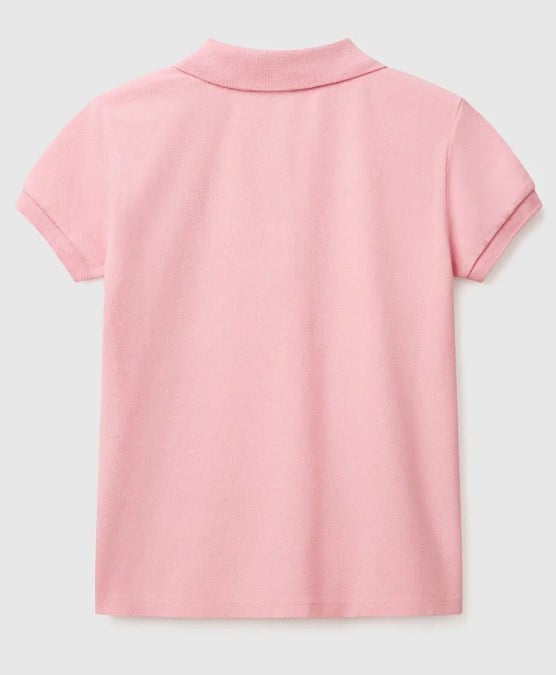 Benetton Çocuk Gömlek Yaka Kısa Kollu Tişört 6-14 Yaş PEMBE