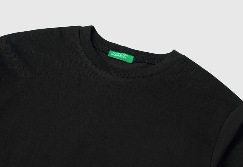 Benetton Çocuk Yaka Detay Uzun Kollu Tişört 4-14 Yaş SİYAH