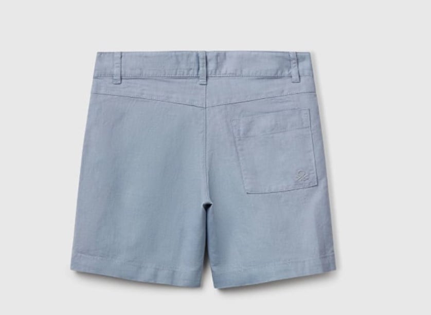 Benetton Erkek Bebek Beli Lastikli Keten Şort 1-6 Yaş MAVİ