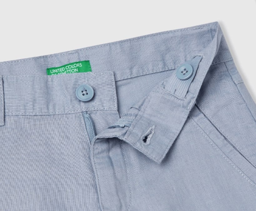 Benetton Erkek Bebek Beli Lastikli Keten Şort 1-6 Yaş MAVİ