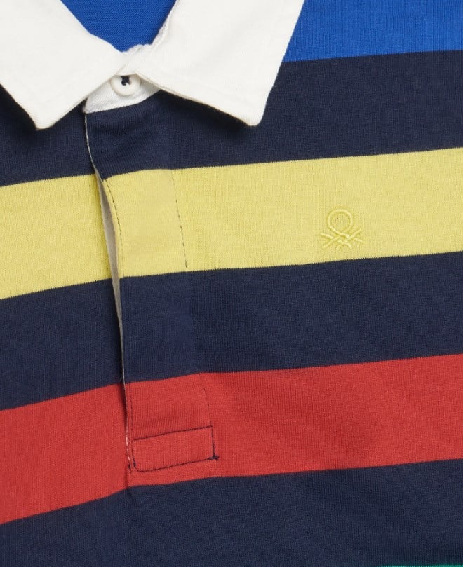 Benetton Erkek Bebek Çizgili Gömlek Yaka Uzun Kollu Tshirt 1-6 Yaş LACİVERT