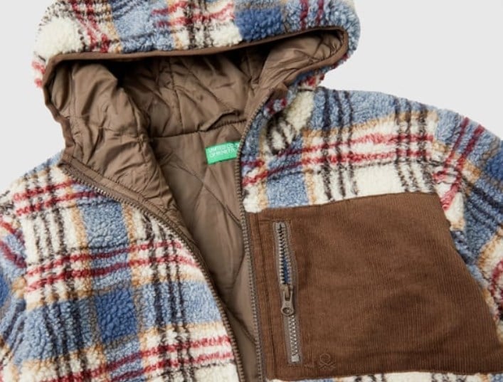 Benetton Erkek Bebek Çizgili Kapişonşlu Fermuarlı Mont 6-14 Yaş KAHVE