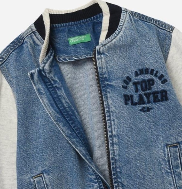 Benetton Erkek Bebek Fermuarlı Kot Bomber Ceket 1-6 Yaş MAVİ