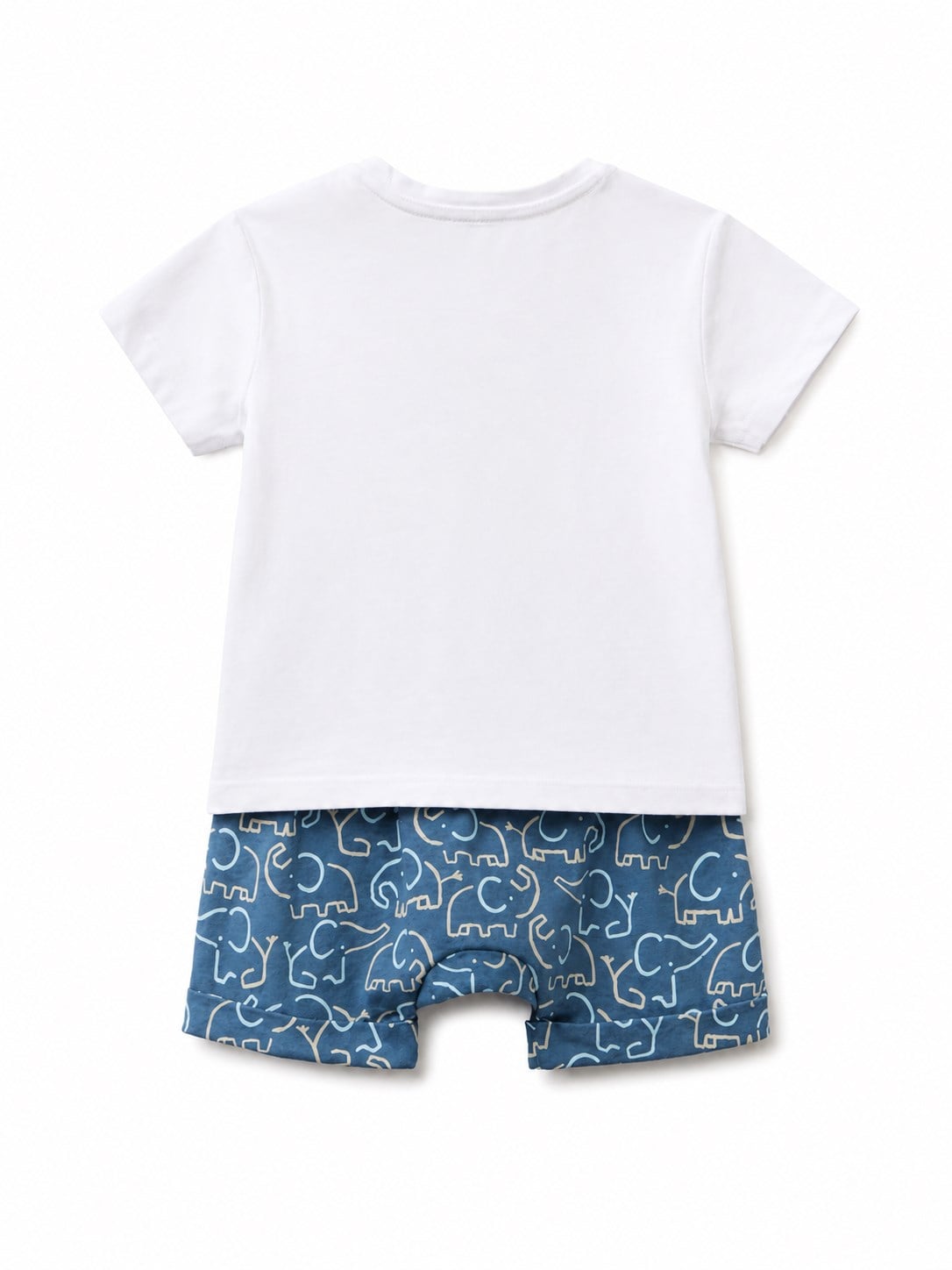 Benetton Erkek Bebek Fil Baskılı Şortlu takım 3-18 Ay BEYAZ