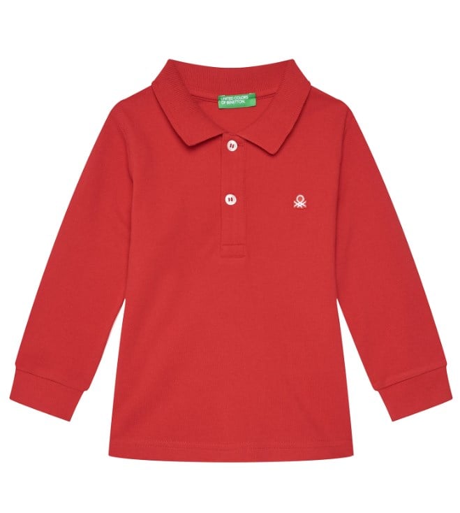 Benetton Erkek Bebek Gömlek Yaka Uzun Kollu Tişört 1-6 Yaş KIRMIZI