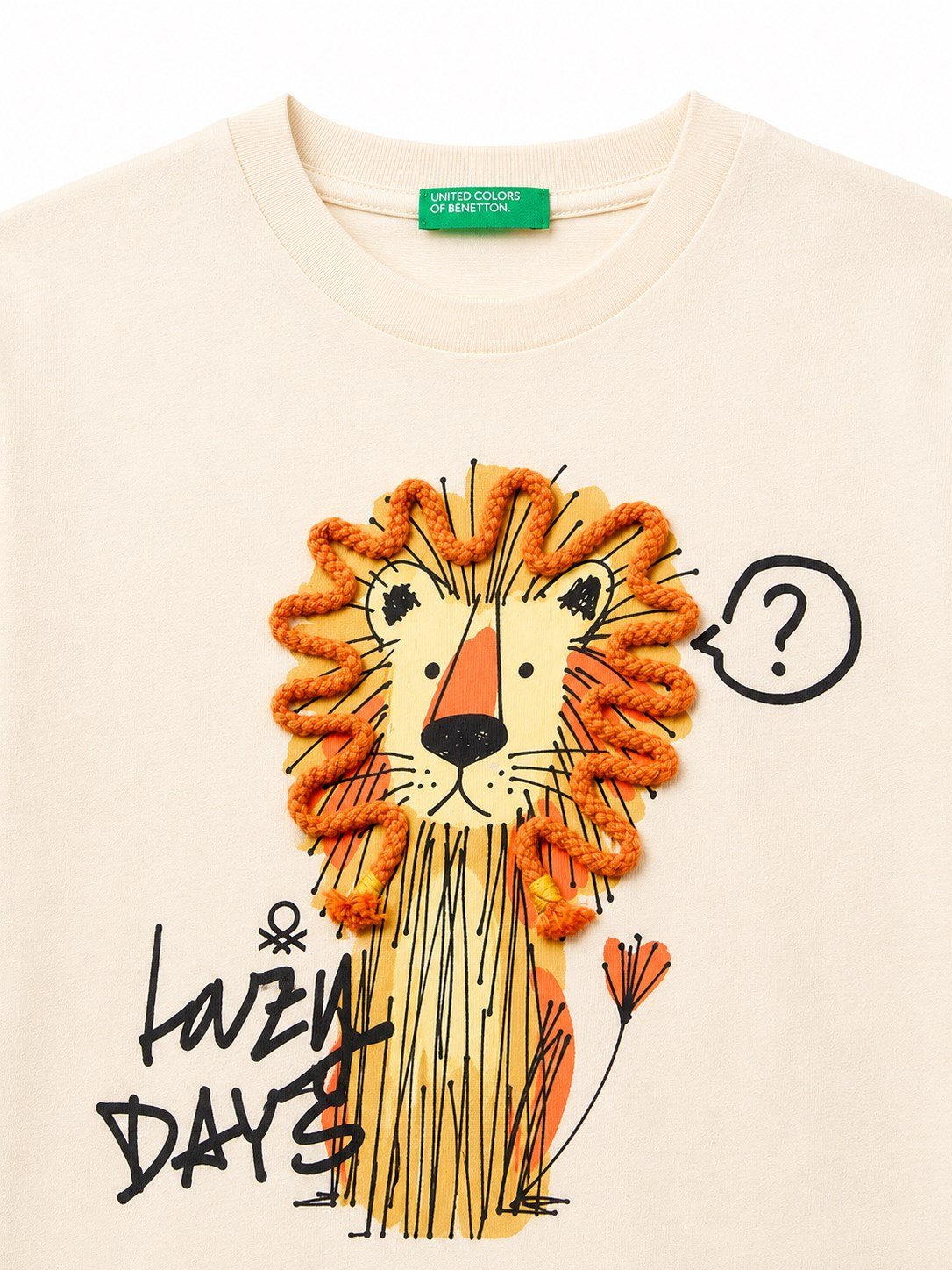 Benetton Erkek Bebek Halat Baskı Bisiklet Yaka T-shirt EKRU