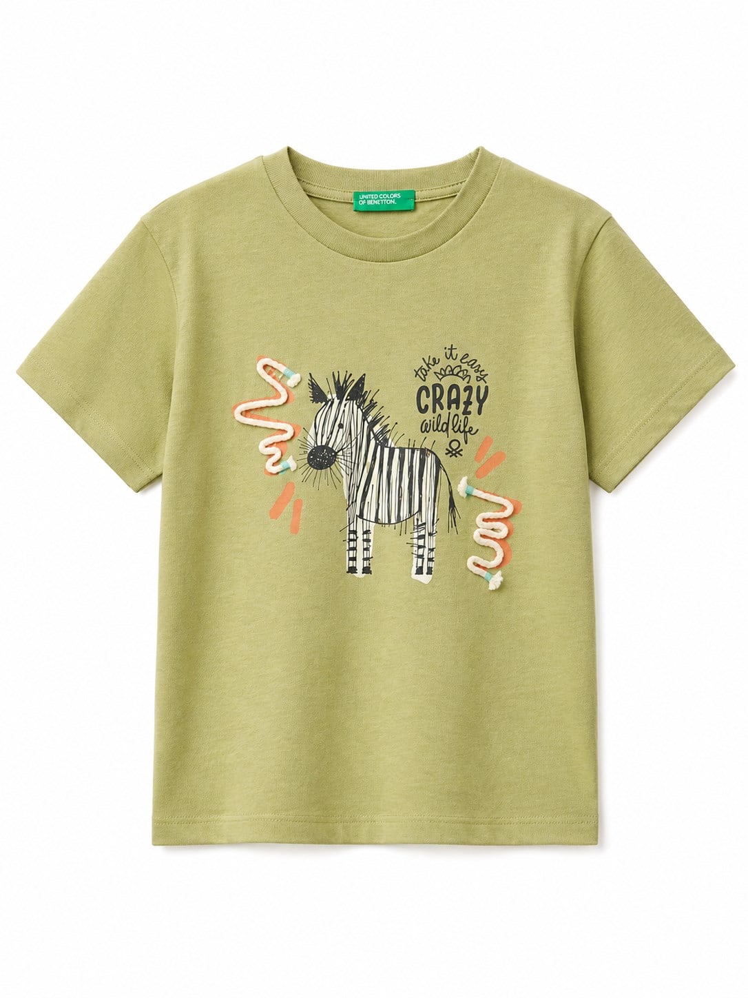 Benetton Erkek Bebek Halat Baskı Bisiklet Yaka T-shirt YEŞİL