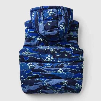 Benetton Erkek Bebek Kamuflaj Desen Şişme Kapişonlu Yelek  1-6 Yaş LACİVERT