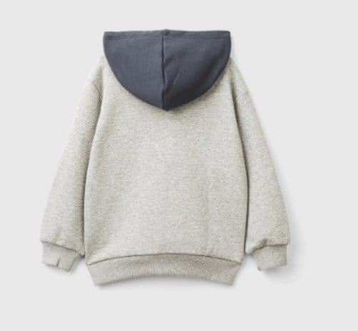 Benetton Erkek Bebek Kapişonlu Cepli Sweatshirt 1-6 Yaş GRİ MELANJ