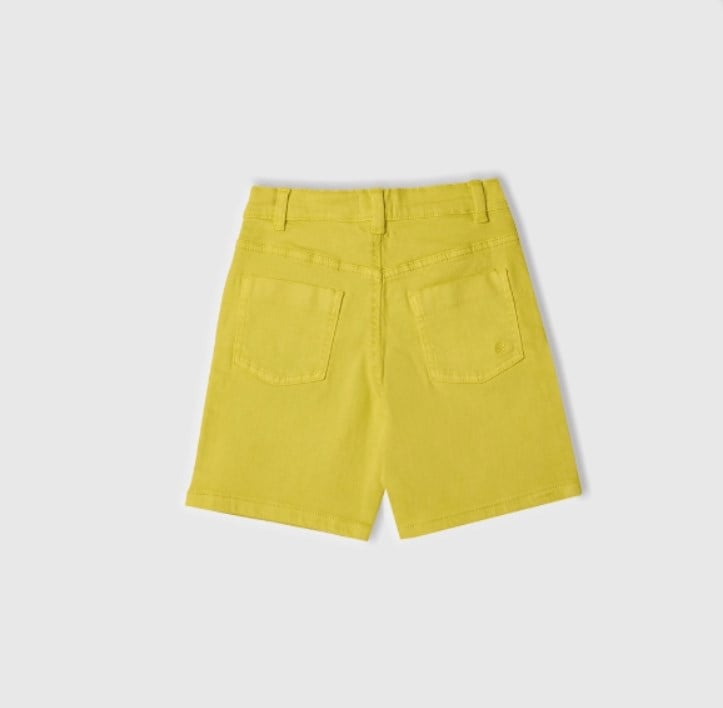 Benetton Erkek Bebek Keten Likralı Beli Düğmeli Şort 1-6 Yaş SARI