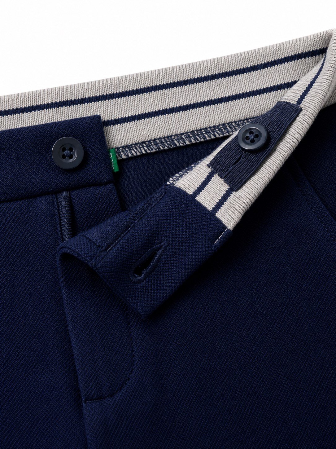 Benetton Erkek Bebek Lacivert Çizgili Bel Bantlı Gabardin Chino Pantolon 1-6 Yaş LACİVERT
